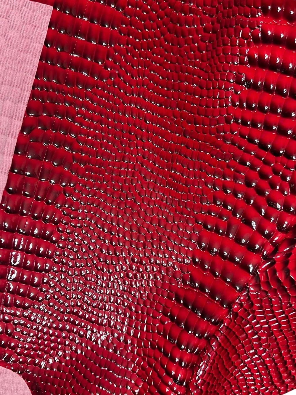 Textured Red Cropped Open Front Jacket - Picture 4 of 5